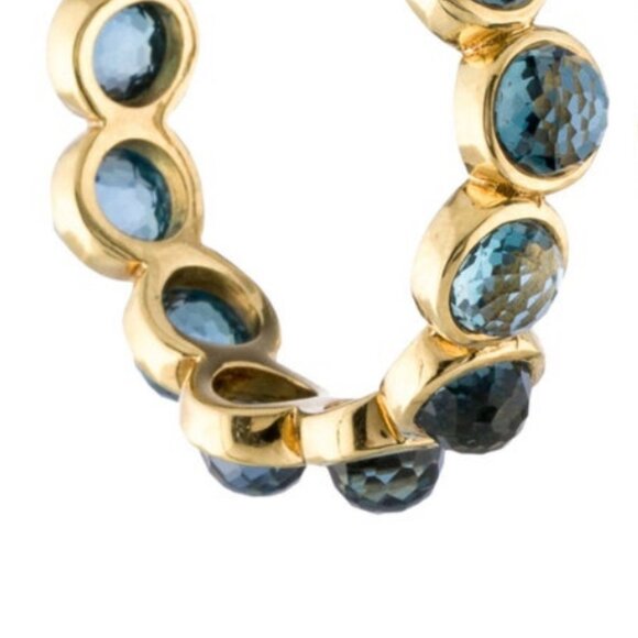 IPPOLITA 18K 750 YELLOW GOLD TOPAZ HOOP EARRINGS - Picture 3 of 7